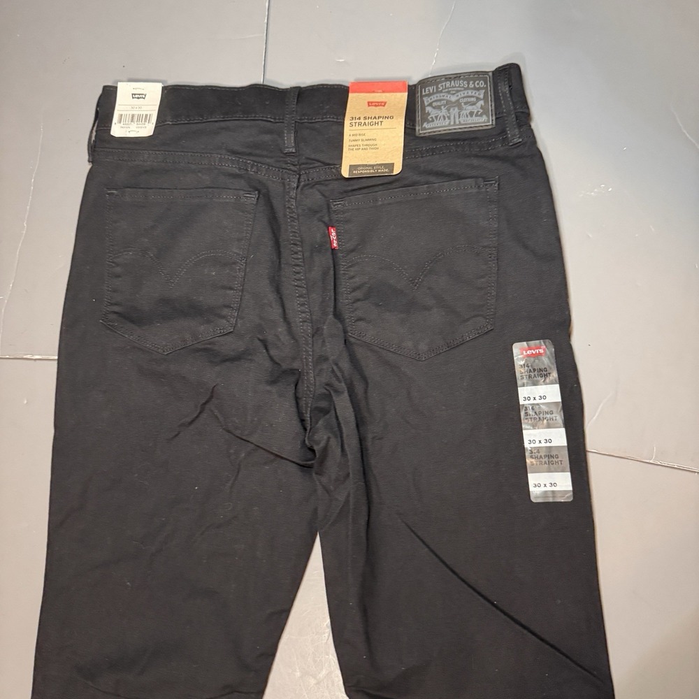 Levis Jeans Womens 30 29 314 Shaping Straight Solid Black New